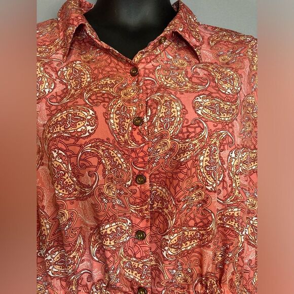 MPH coral paisley button up dress - Picture 6 of 8